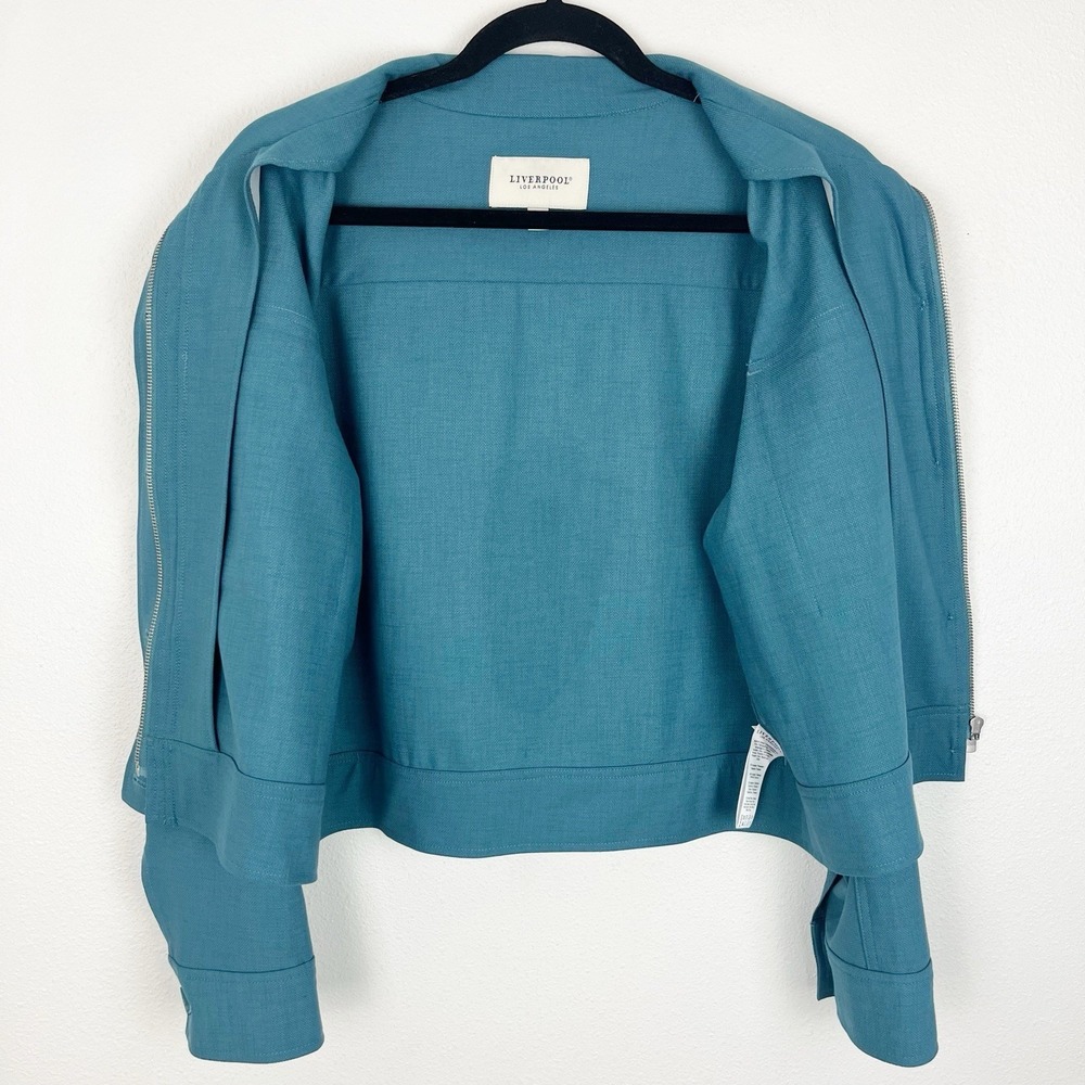 Liverpool Los Angeles Size L Teal Utility Jacket Boho Layering Button Front NWOT - Picture 4 of 12